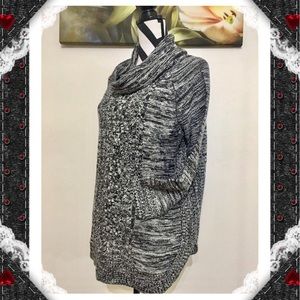 John Paul Richard Cowl Neck Gray Cable Sweater